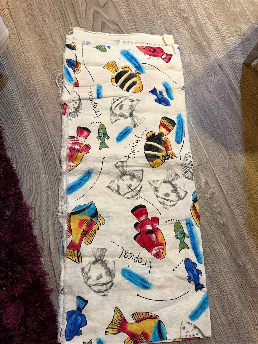 MARC WEAR / HOT COTTON 4343 Tropical Fish  Lightweight Fabric Swatch 56”x 22”
